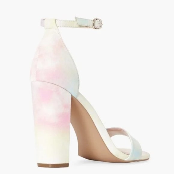 NIB JUSTFAB LORELAI PASTEL TIE DYE BLOCK HEELED SANDAL (8.5 & 9) - Picture 4 of 10